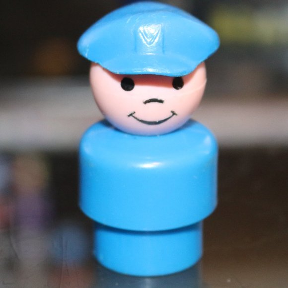 Vintage Fisher Price Little People PILOT MAILMAN MAN BOY Blue Hat Cap Figure - Picture 1 of 1